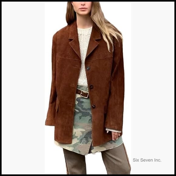 Jackets & Blazers - Suede Leather Blazer Jacket - Oversized Casual Coat Streetwear Style